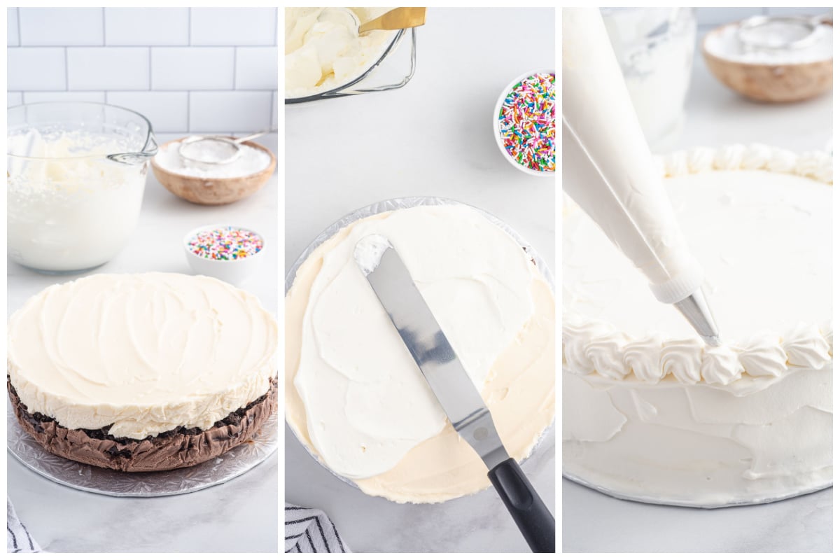 collage decorating process Copycat Dairy Queen Ice Cream Cake