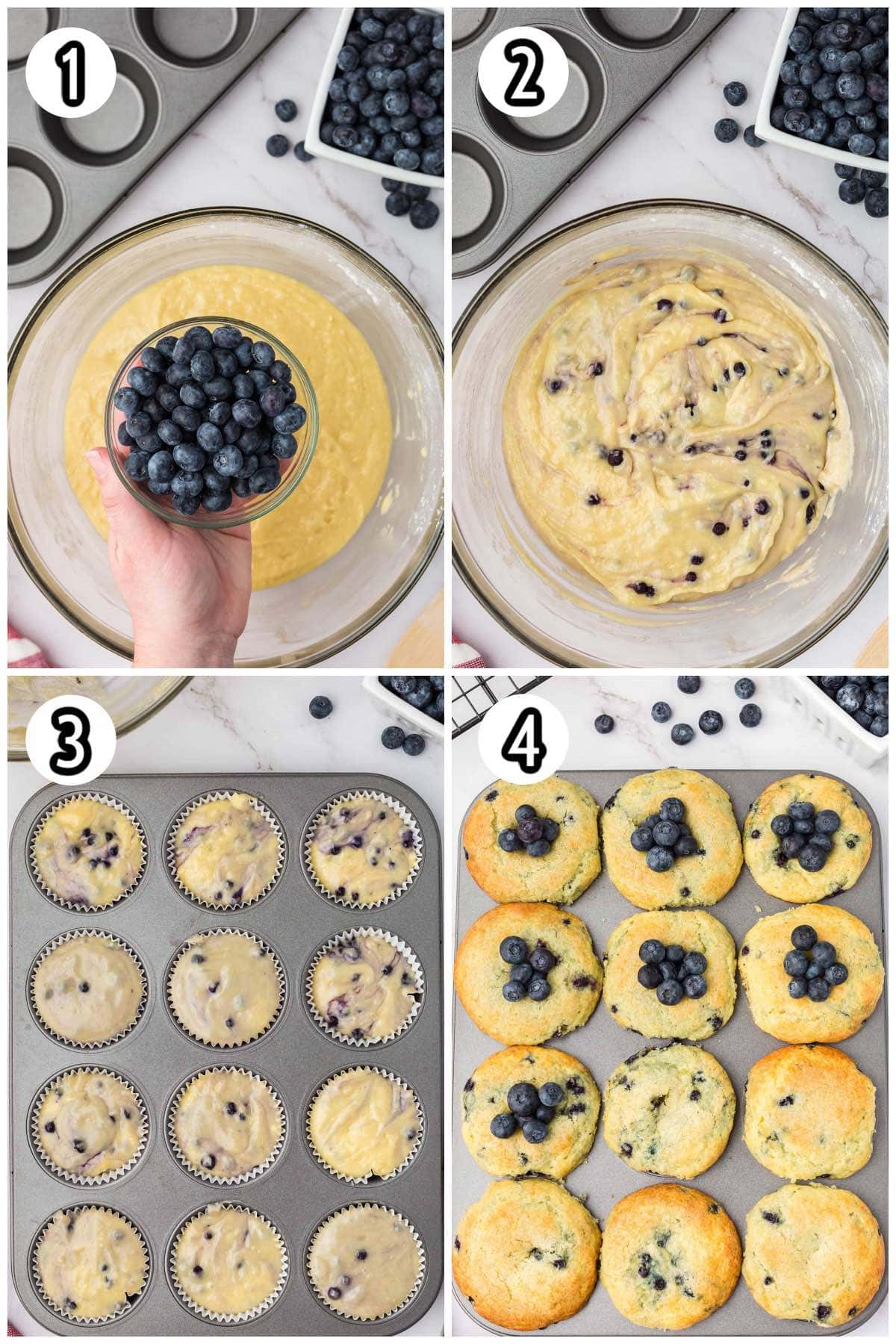 blueberry pancake mix muffins collage process