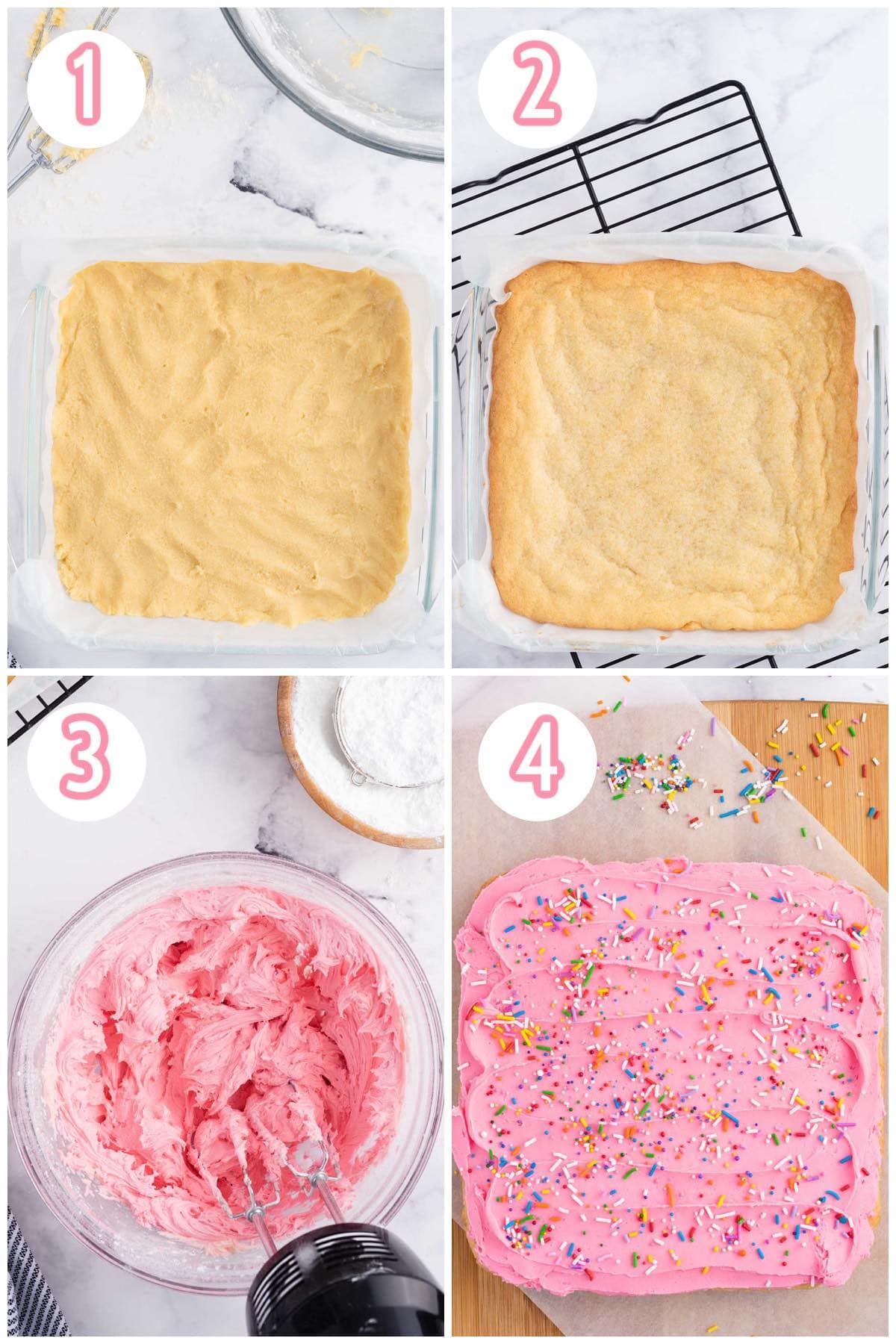 sugar cookie bars collage process