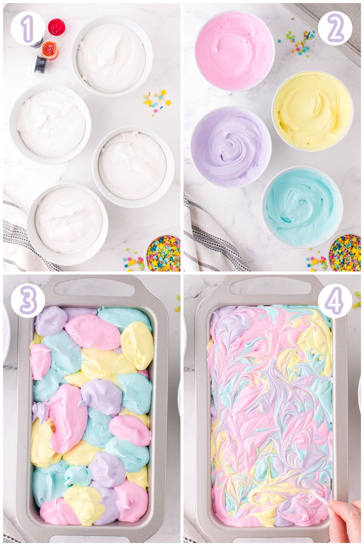 unicorn ice cream process collage