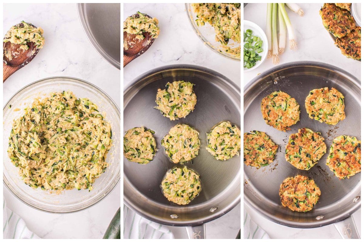 zucchini fritters collage process