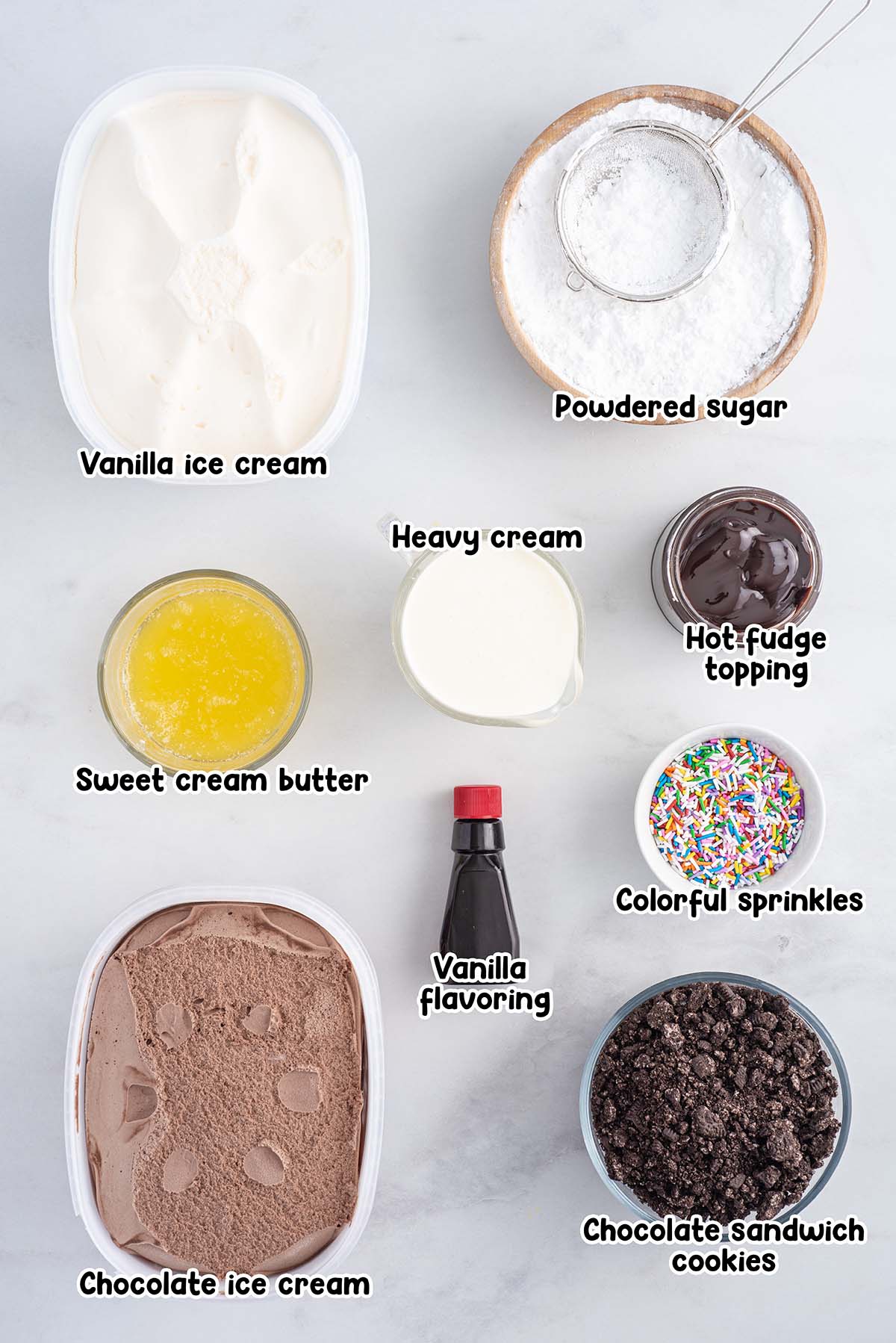 Copycat Dairy Queen Ice Cream Cake ingredients.