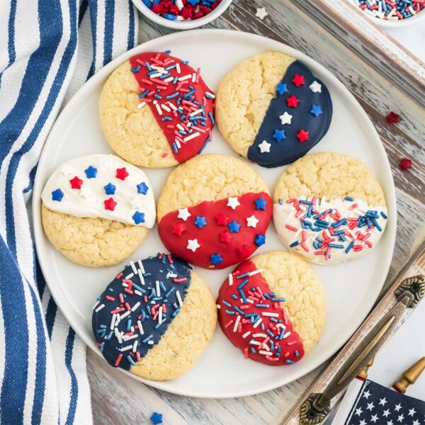 4th of july cake mix cookies featured image