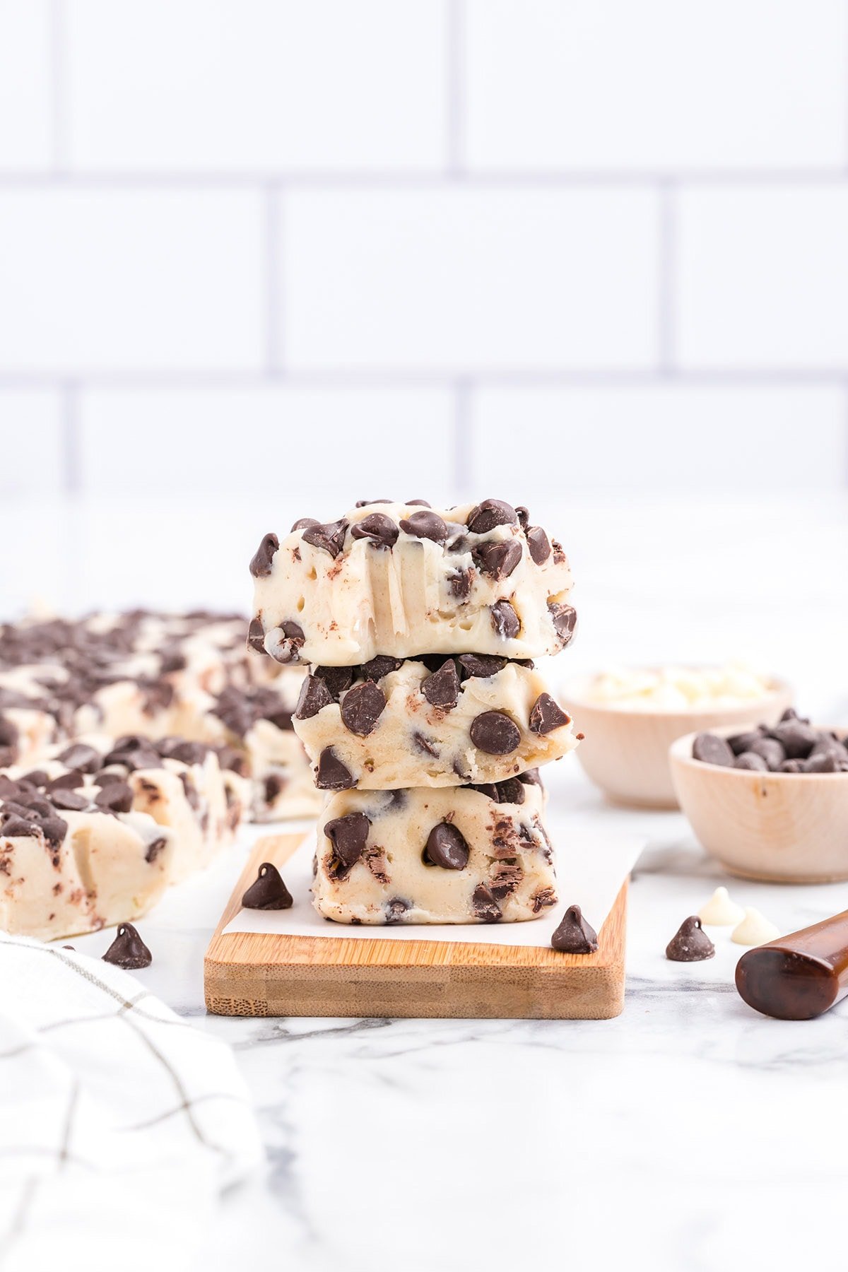stacked cookie dough fudge
