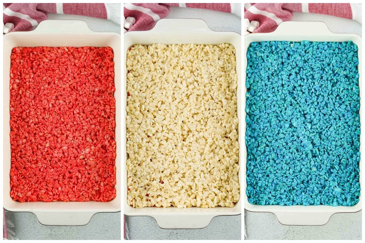 Patriotic Rice Krispie Treats collage process