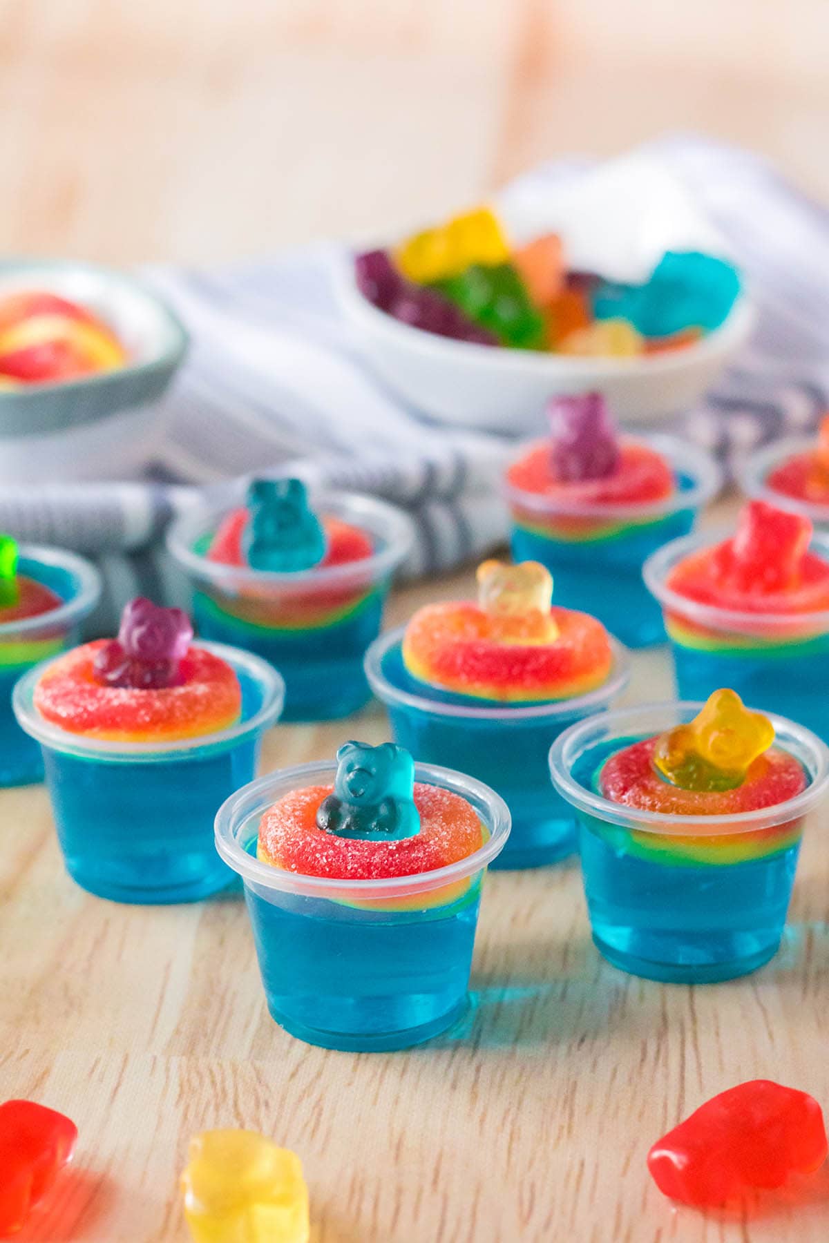 Pool Party Jello Shots with gummy bears