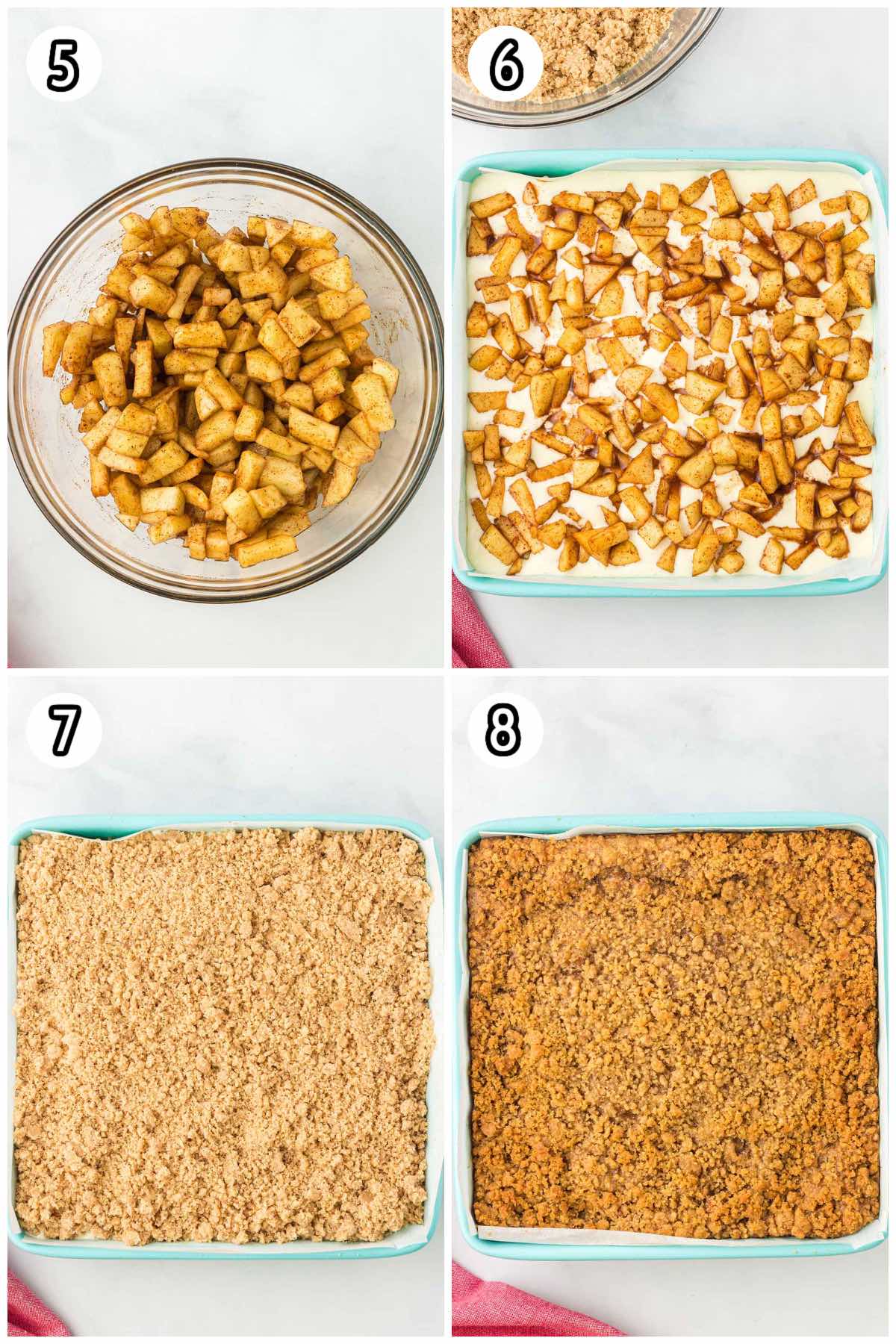 collage process step 2 Apple Crumble Cheesecake Bars