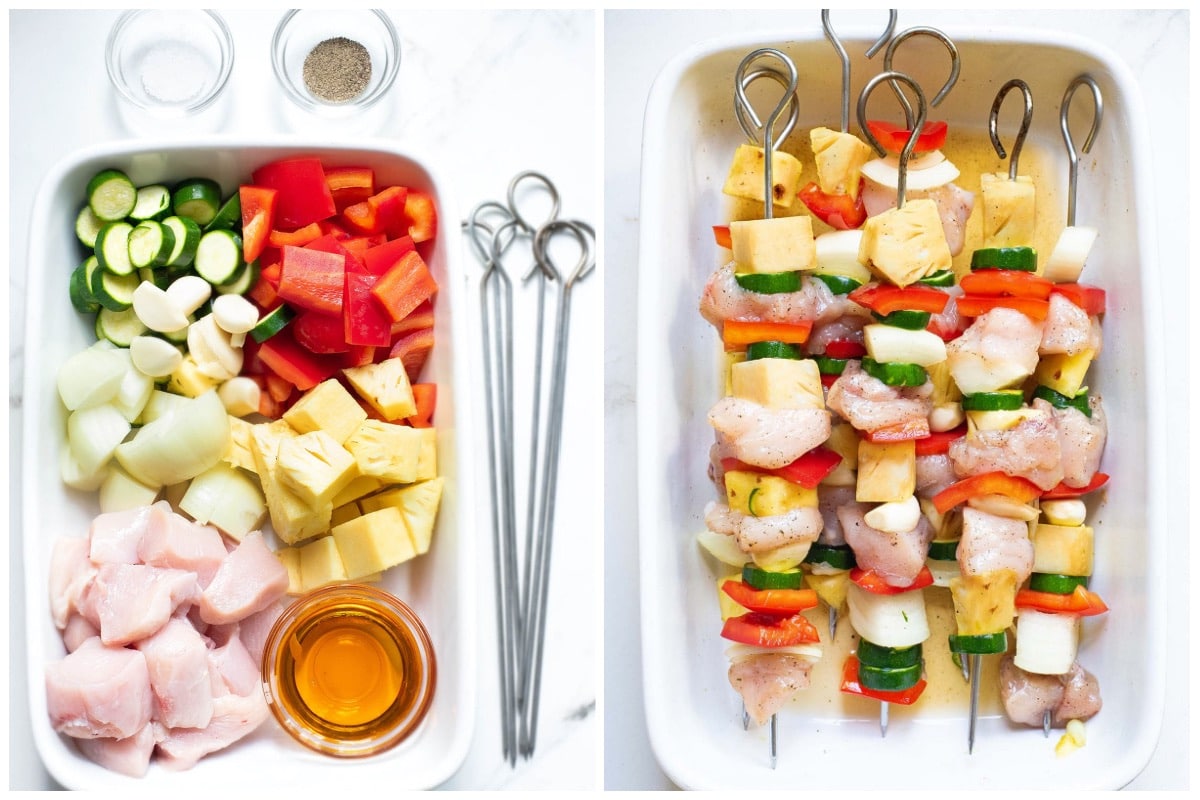 Chicken Kabobs with Pineapple collage process