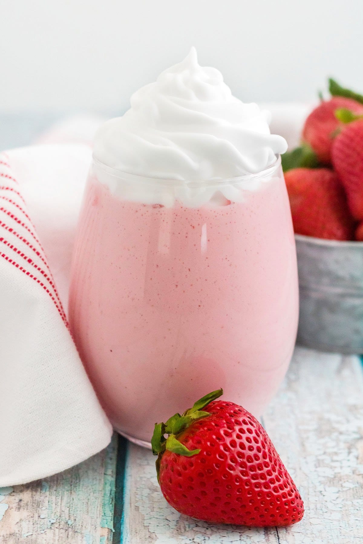 Boozy Strawberry Milkshake in a glass