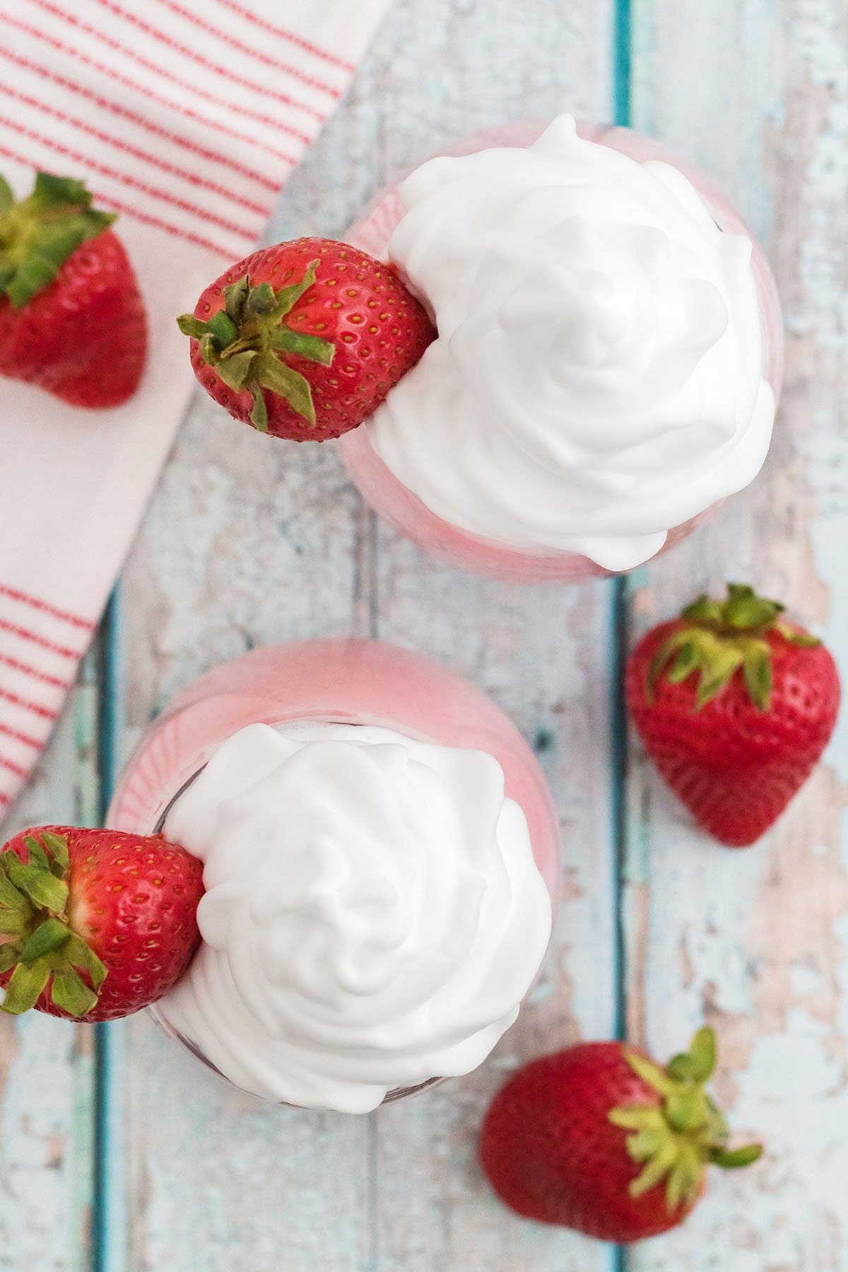 Boozy Strawberry Milkshake with whipped cream
