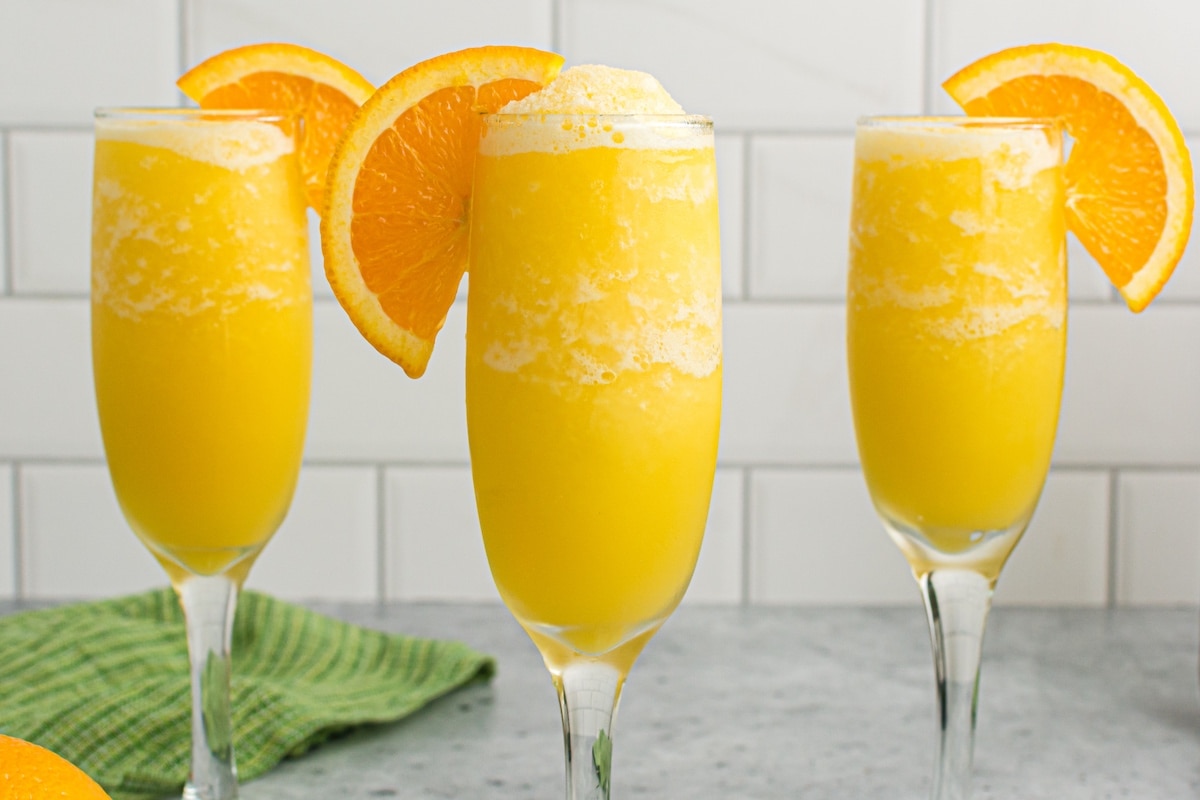 3 glasses of frozen mimosa