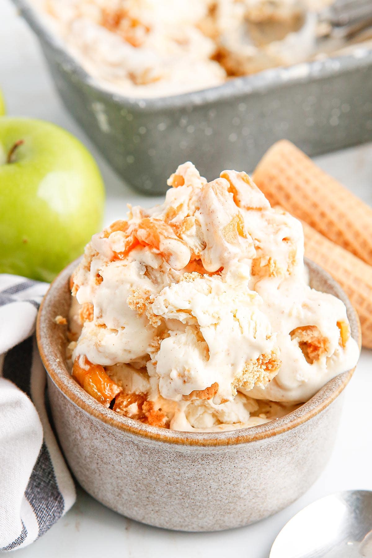 No-Churn Apple Pie Ice Cream in a bowl