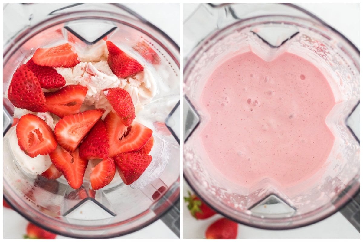 Boozy Strawberry Milkshake collage process