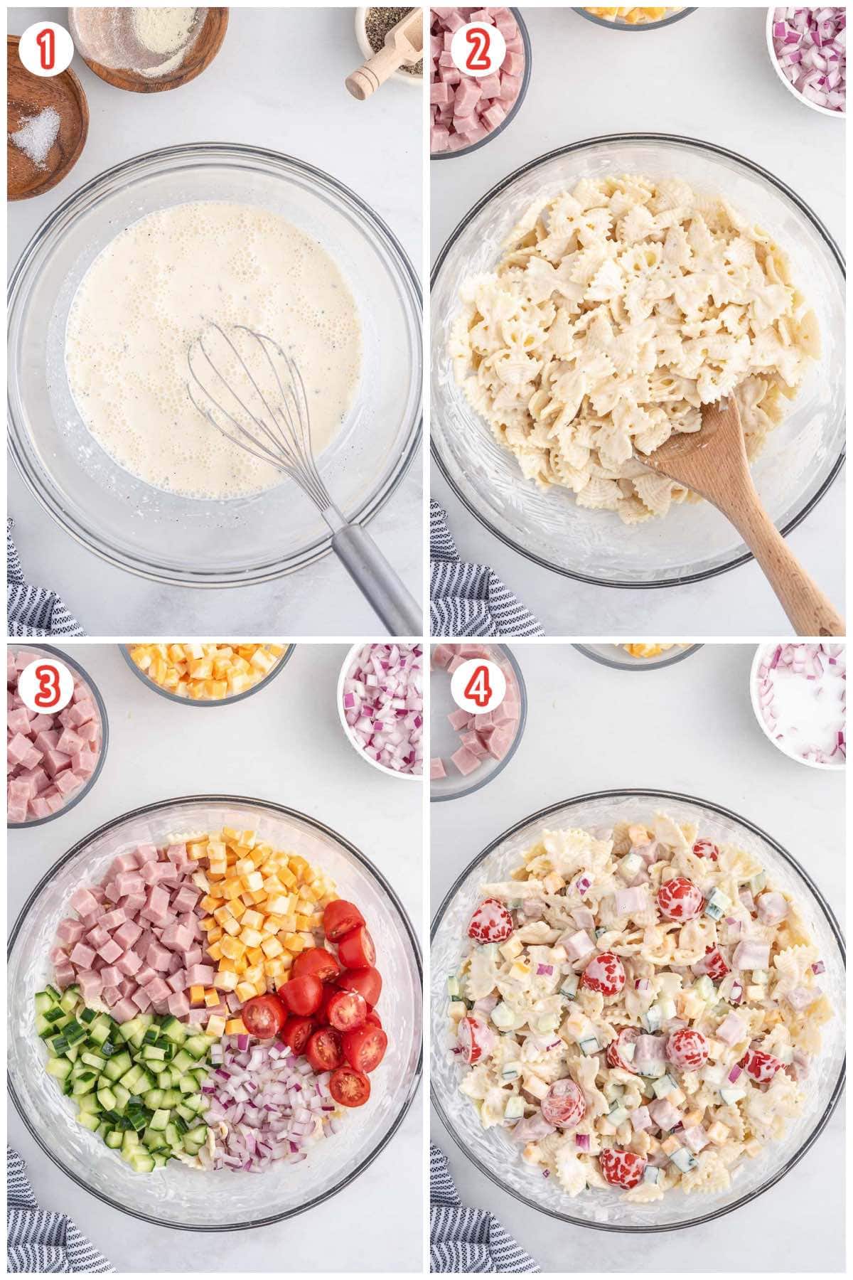 loaded pasta salad collage process