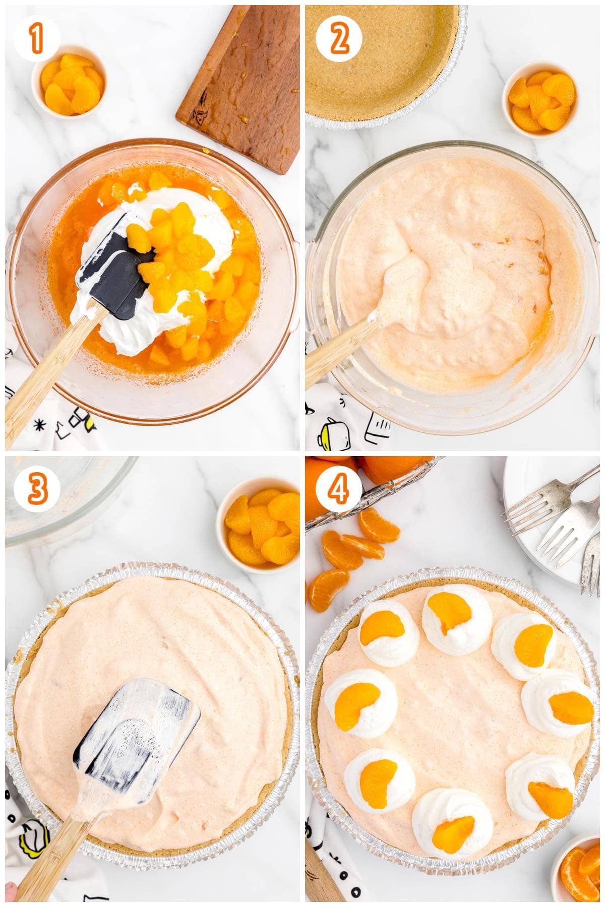 creamsicle pie process collage