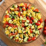 corn salad in a bowl.