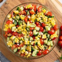 corn salad in a bowl.