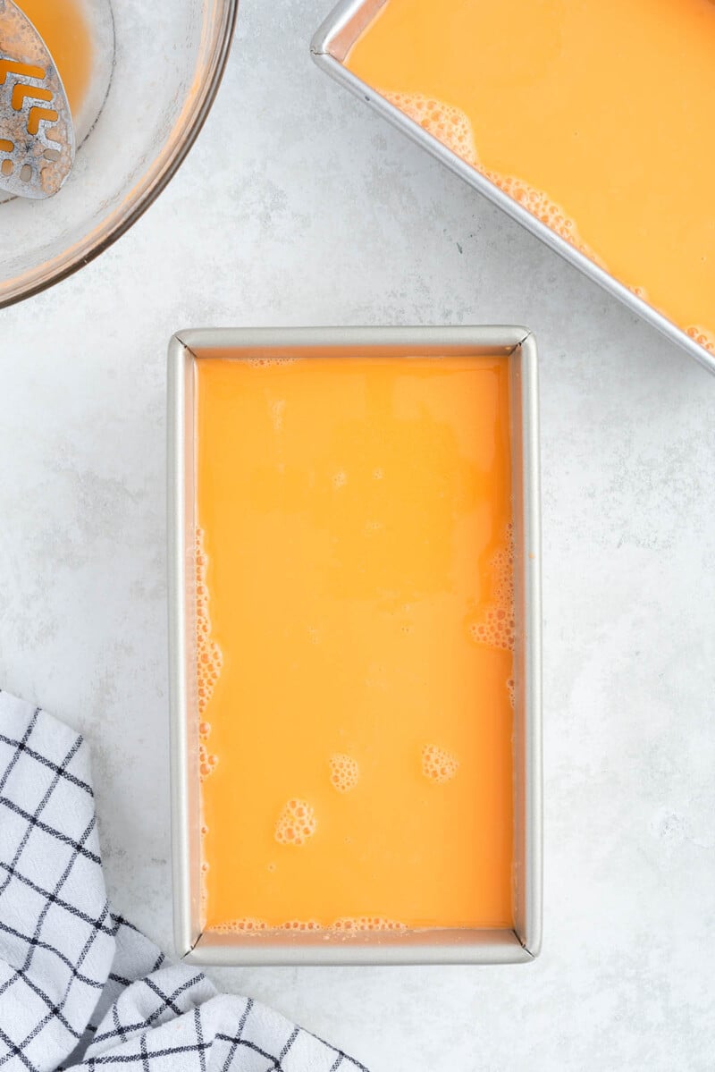 orange sherbet in loaf pan