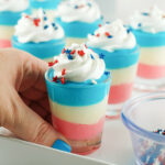 Red White and Blue Cheesecake Pudding Shots featured image