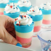 Red White and Blue Cheesecake Pudding Shots featured image