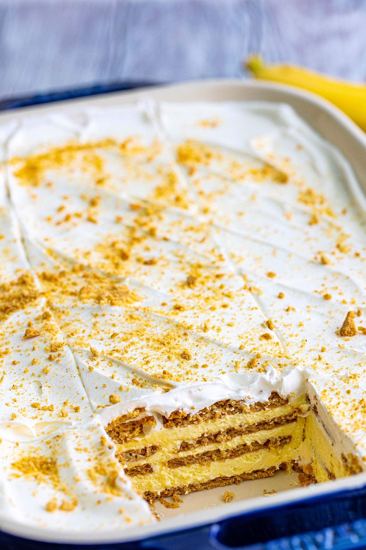 banana icebox cake with whipped topping