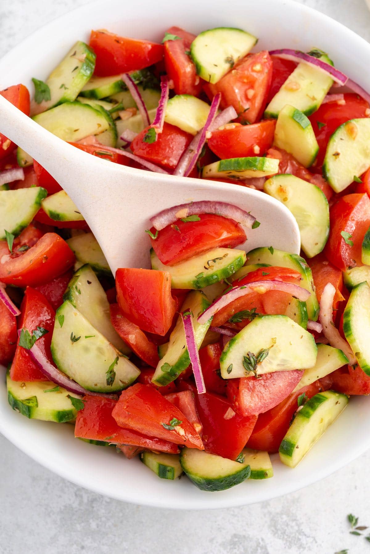 tomato cucumber salad hero image