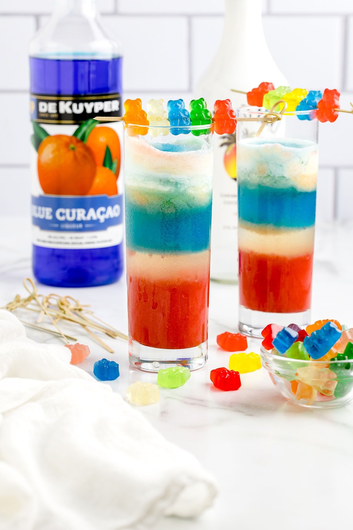 red and blue Gummy Bear Drink