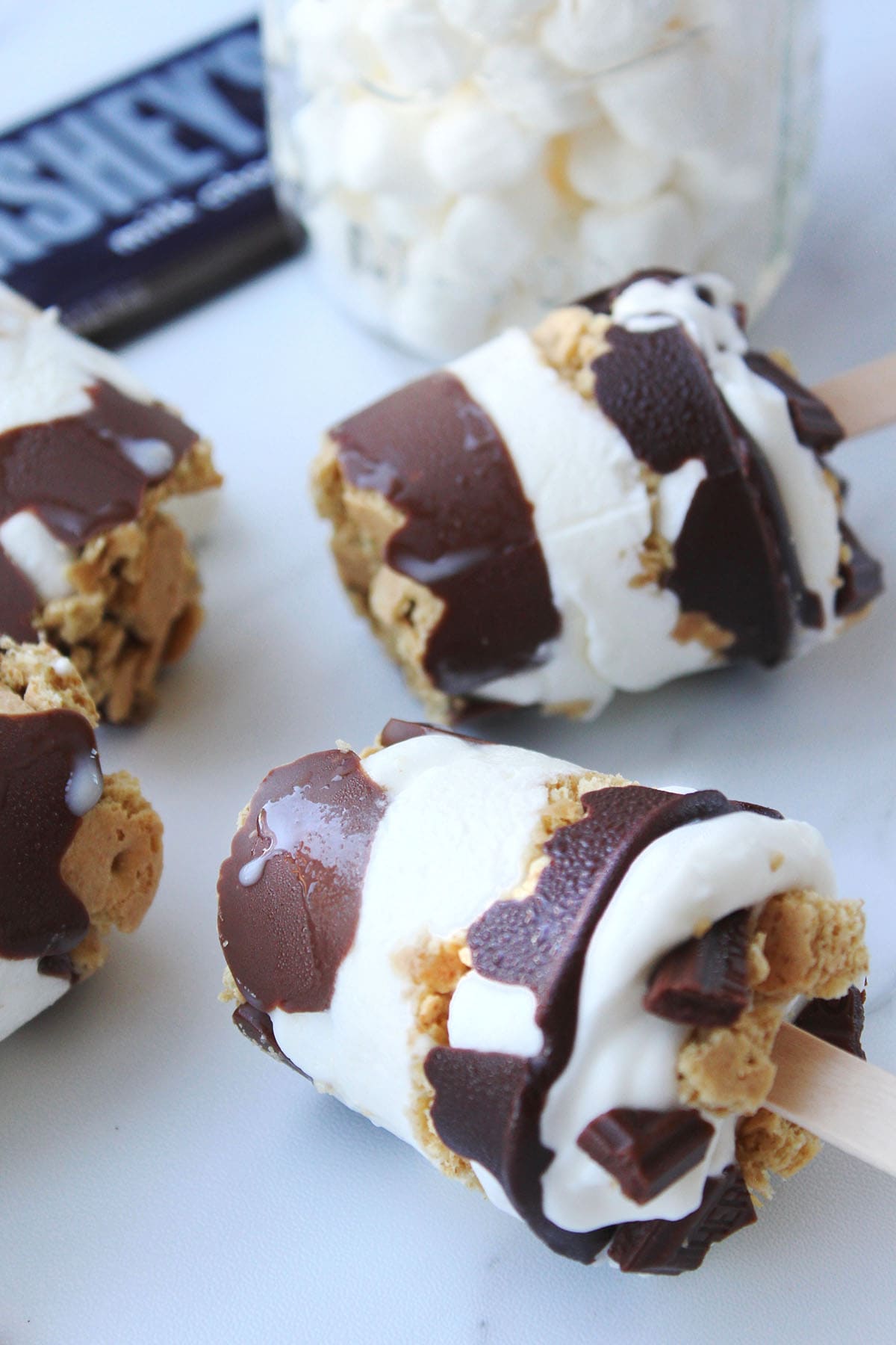 Layered S'mores Pops on a stick
