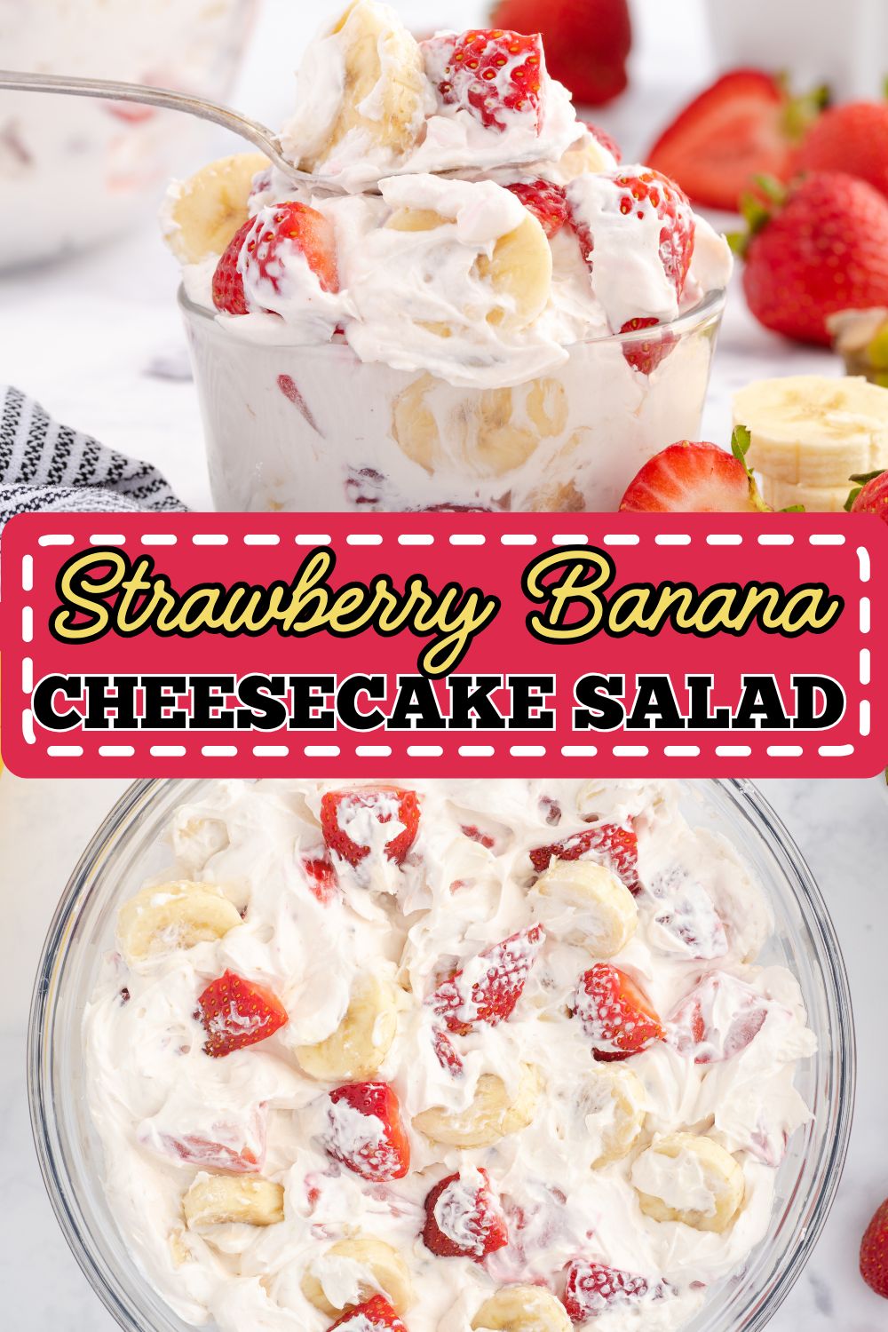 Strawberry Banana Cheesecake Salad Pin 2