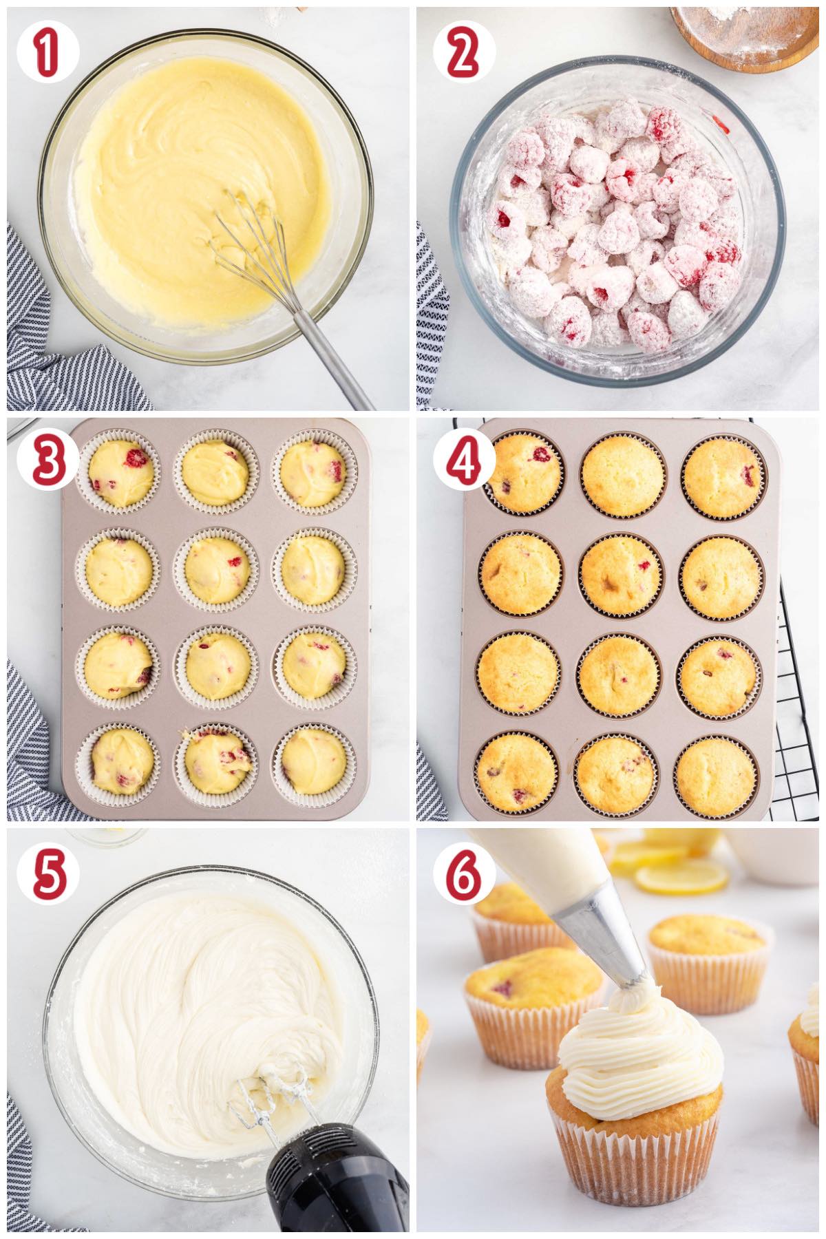 lemon raspberry cupcake collage
