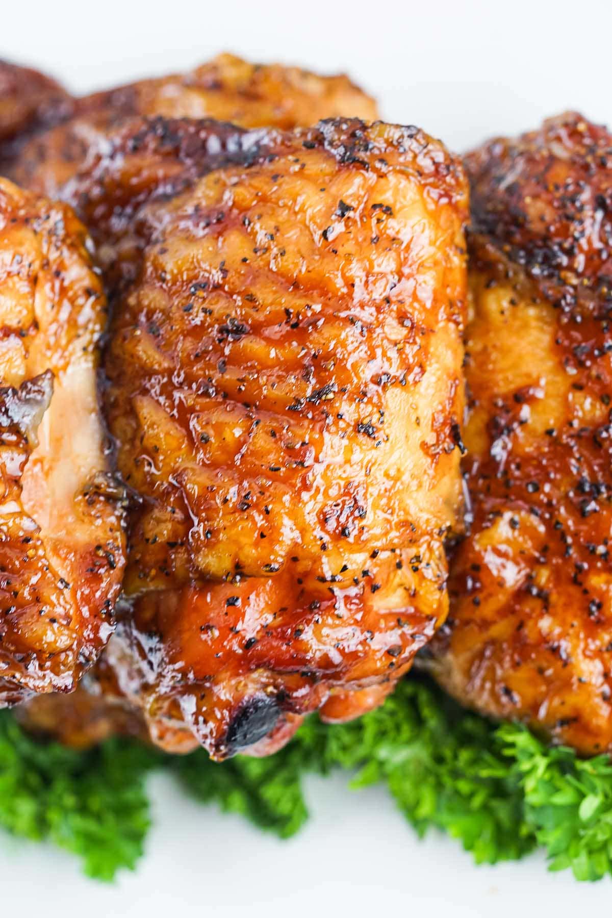 top view grilled chicken thigh