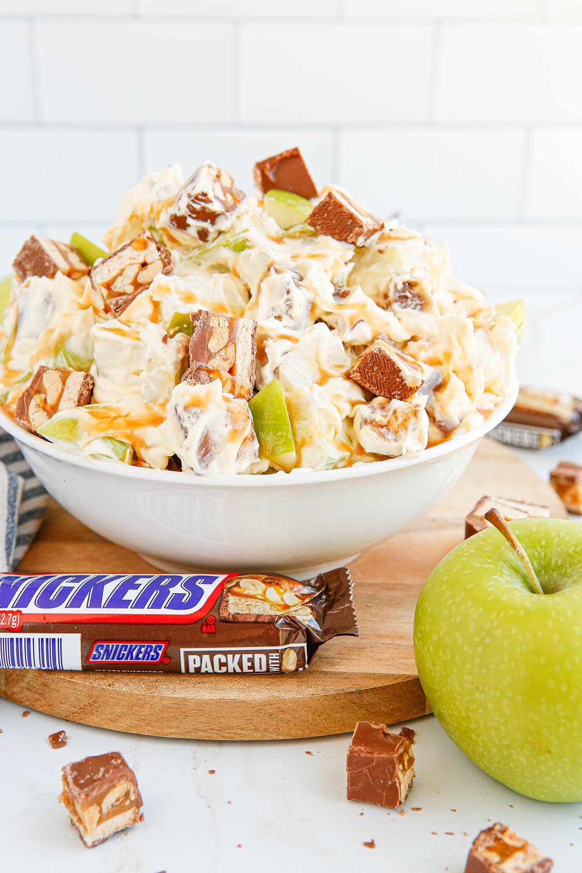 snickers salad in a bowl