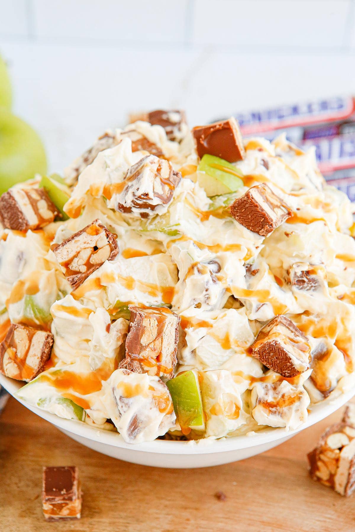 snickers salad in the bowl