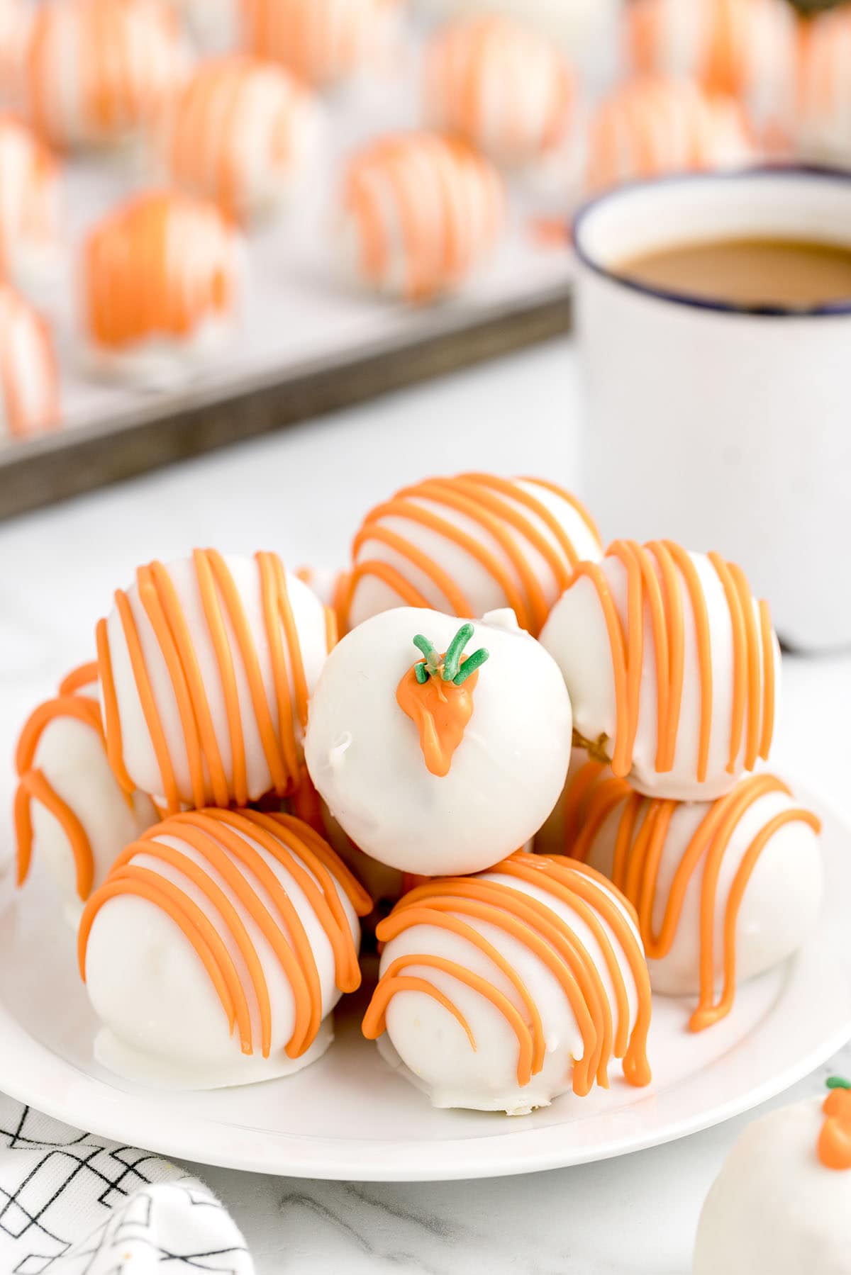 carrot cake cheesecake bites on the plate