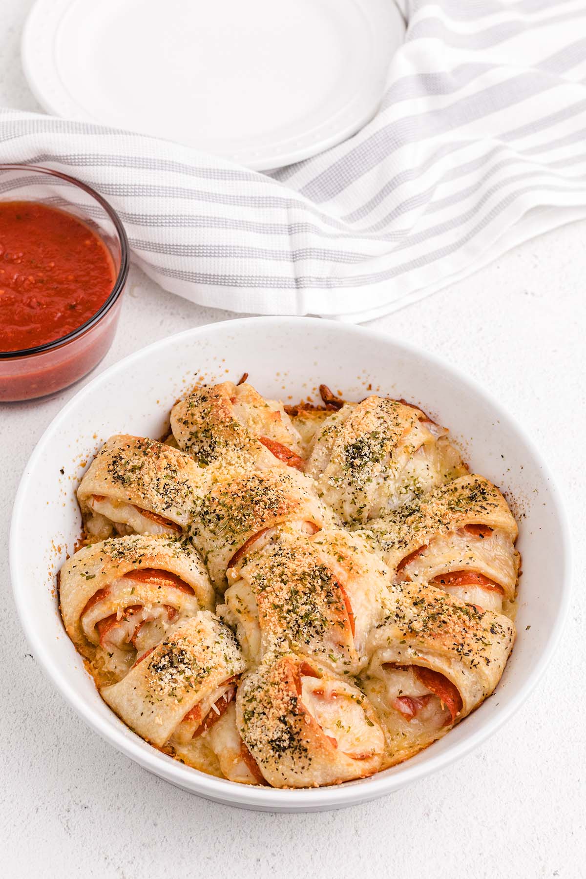 Pepperoni Rolls in a bowl