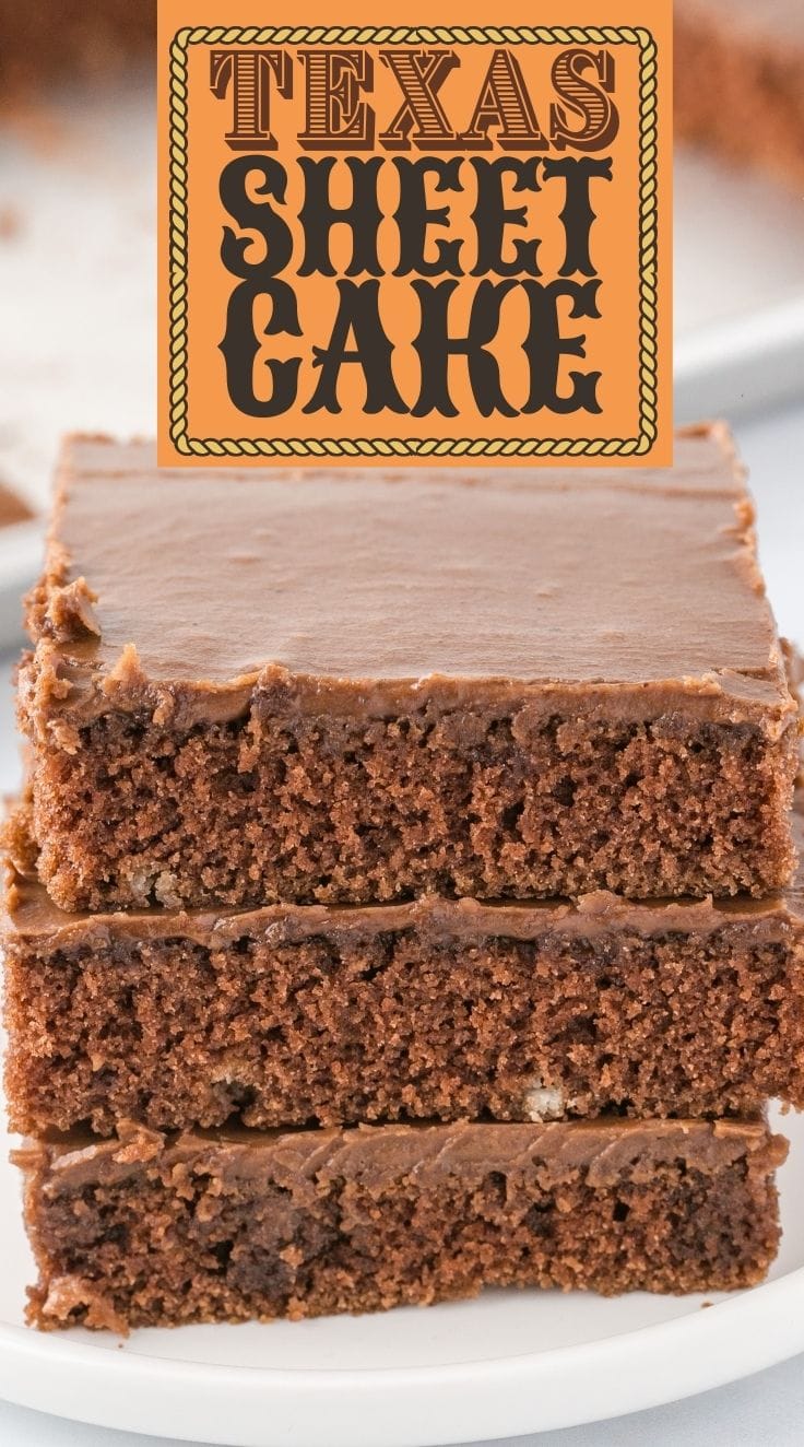 Texas Sheet Cake stacked on top of each other