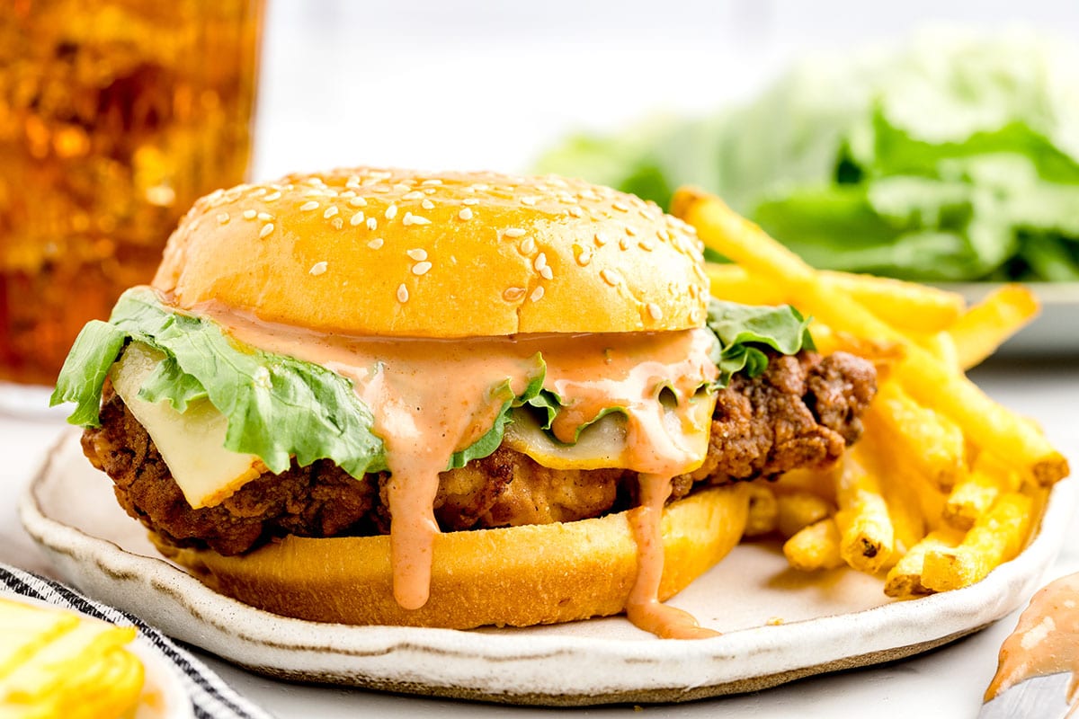 zinger burger with fries