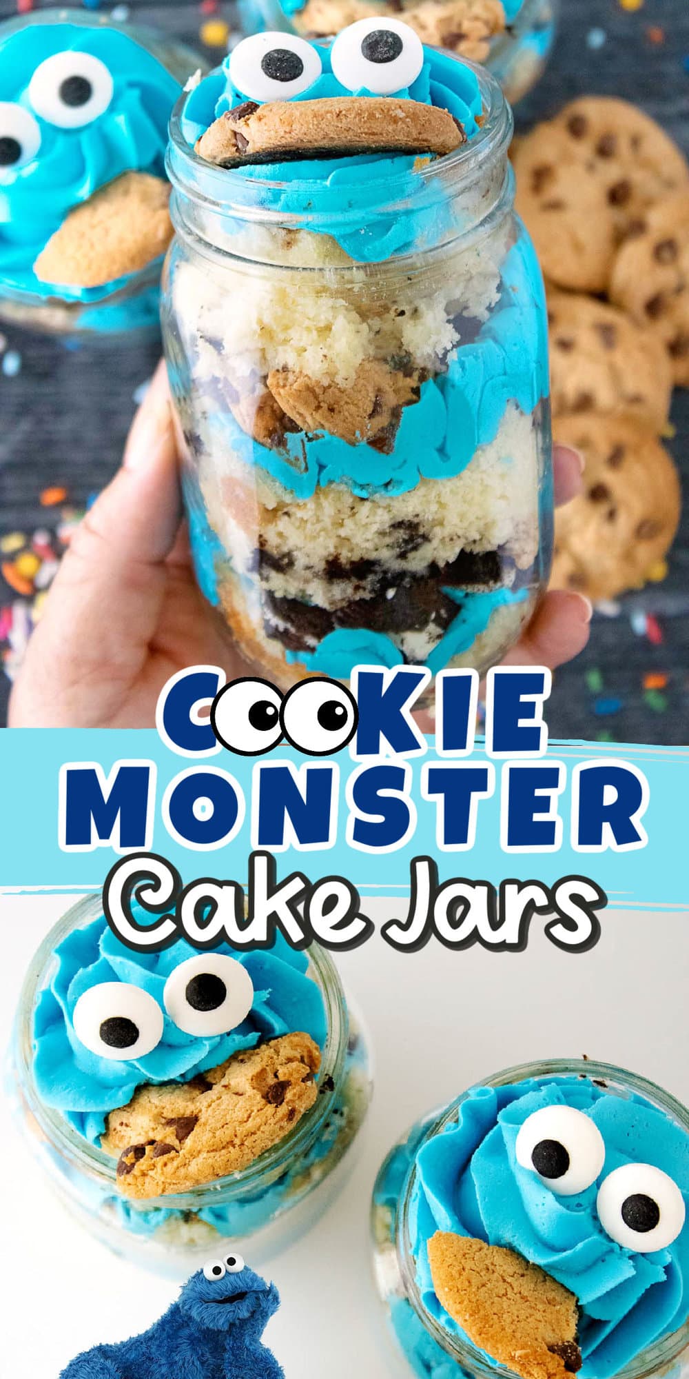 Cookie Monster Cake Jars pinterest