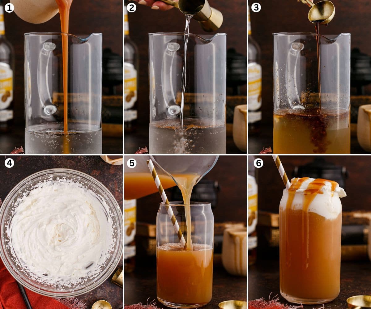 Pour chilled cream soda into a medium pitcher, and stir to dissolve butterscotch syrup. Pour the vanilla vodka. Add the butterscotch schnapps. Beat together the heavy cream and butter extract. Pour into cocktail glasses. Top with whipped cream and a drizzle with syrup.