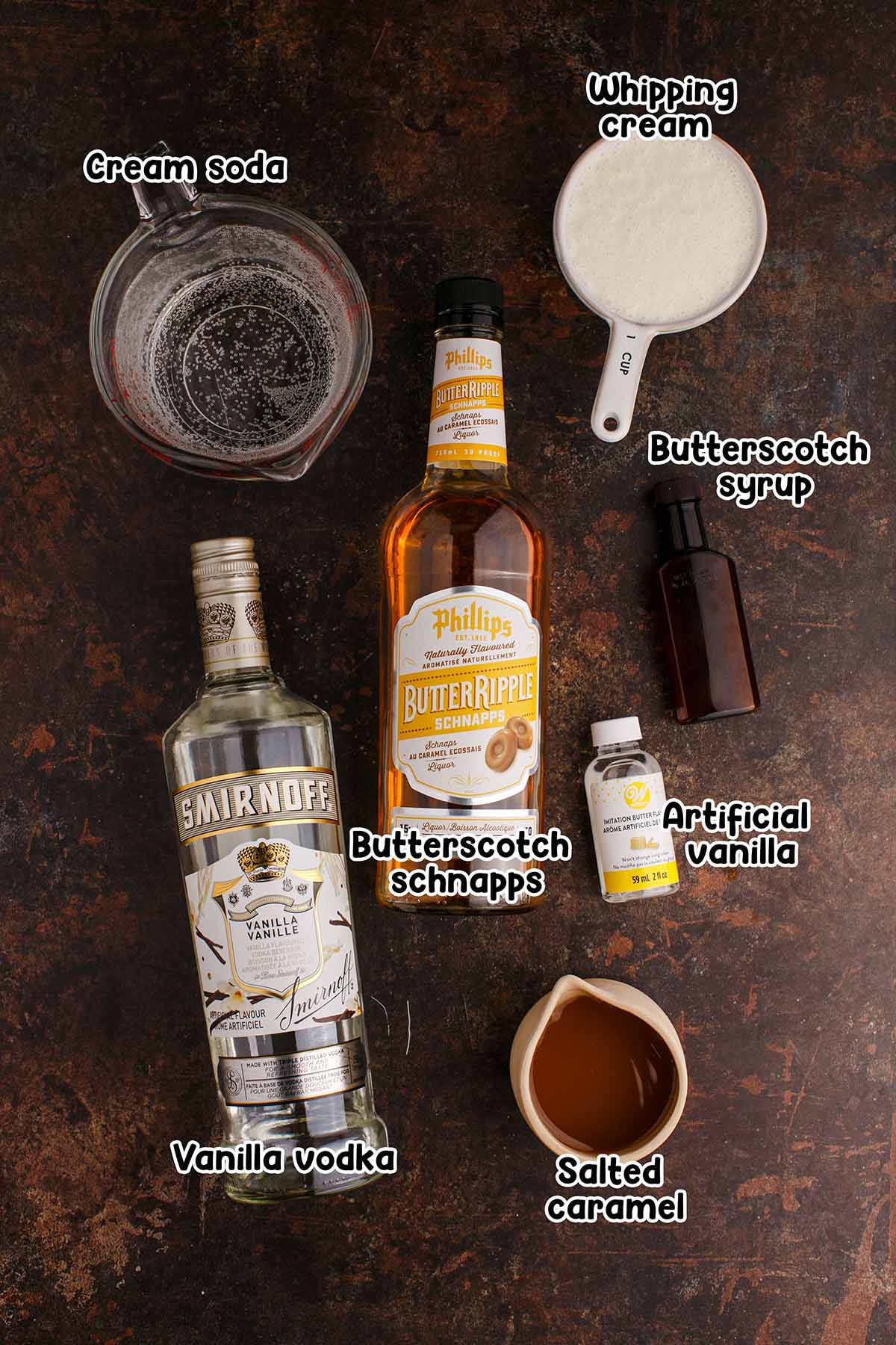 Alcoholic Butterbeer ingredients.