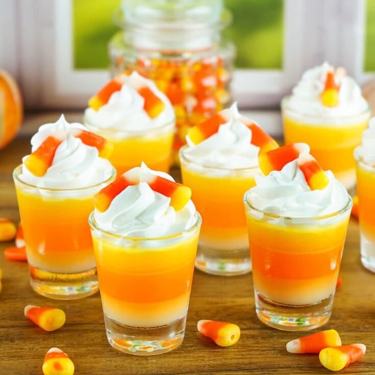 candy corn jello shots featured image