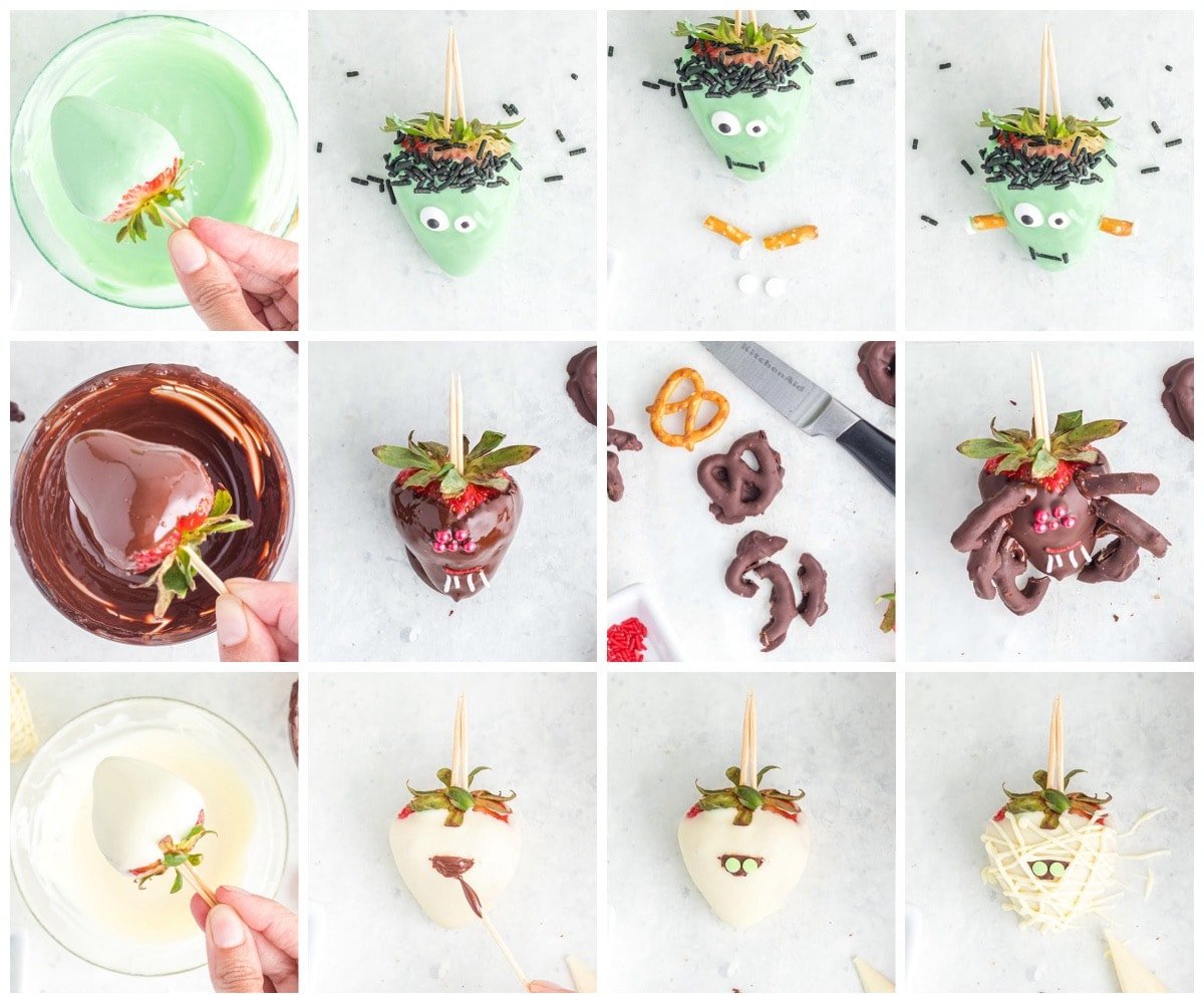 Halloween Chocolate Covered Strawberries collage