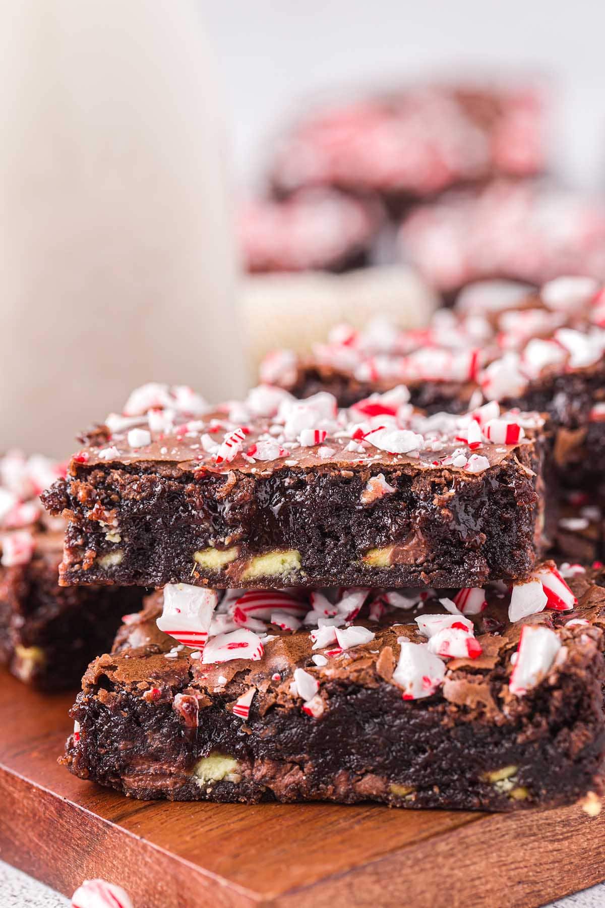 candy cane brownies with candy cane topping
