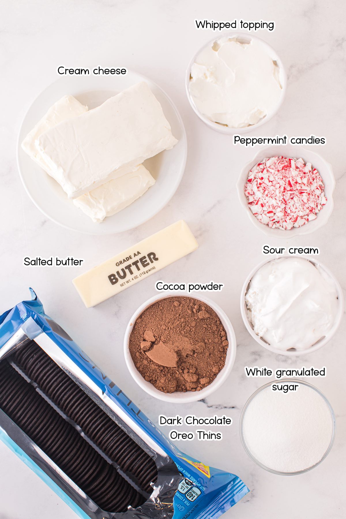 Chocolate Peppermint Cheesecake ingredients
