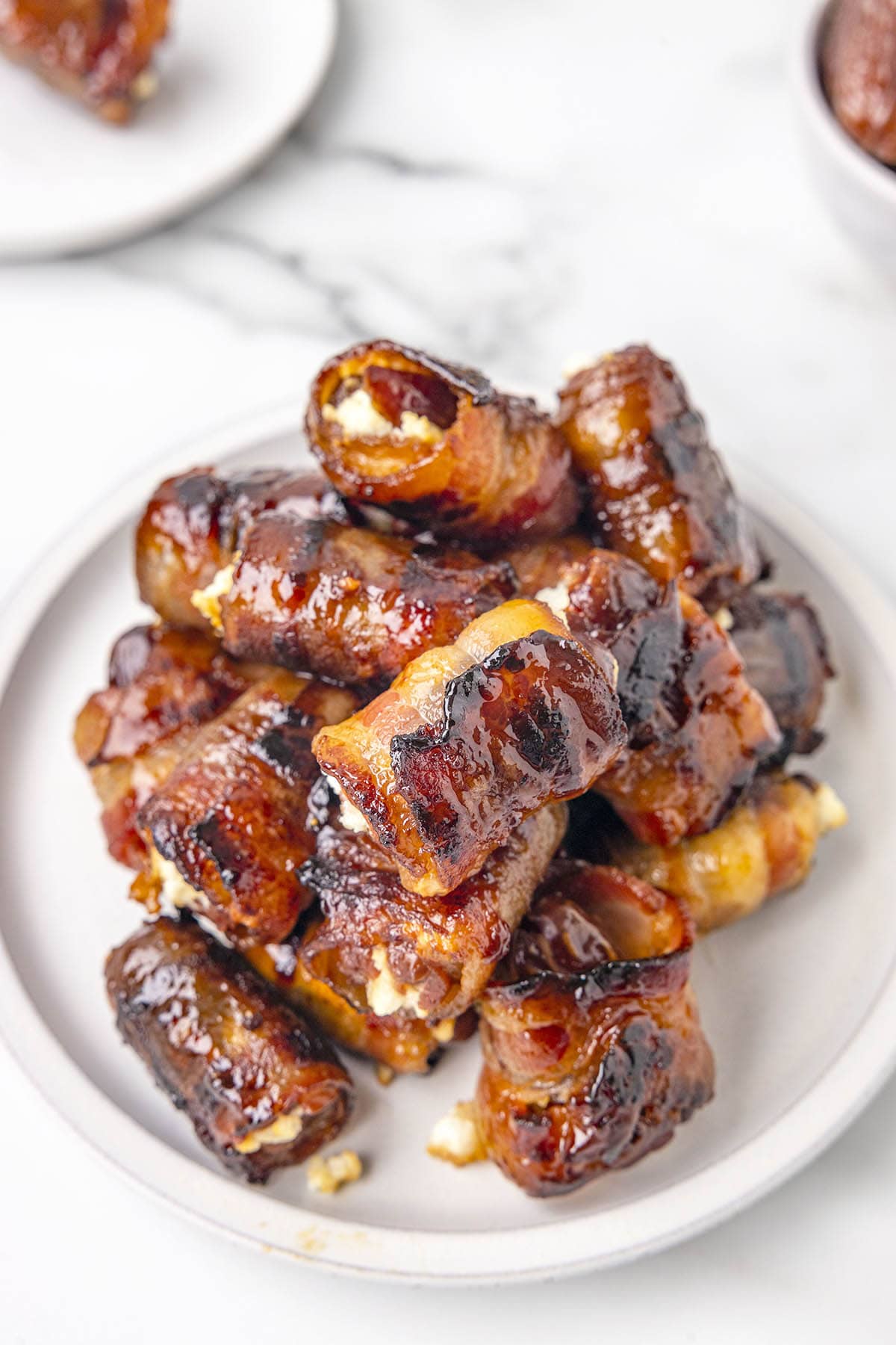 Bacon Wrapped Dates on plate