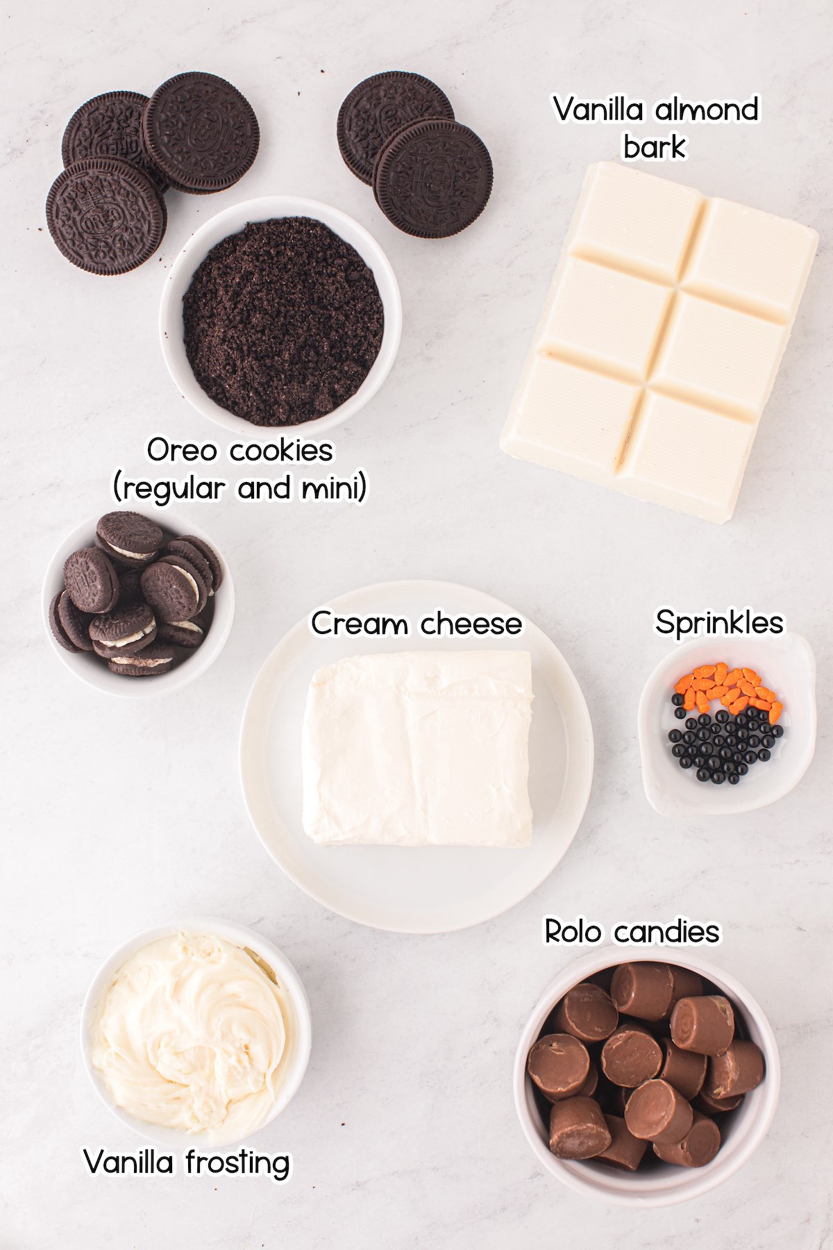 Melted Snowman Oreo Balls ingredients