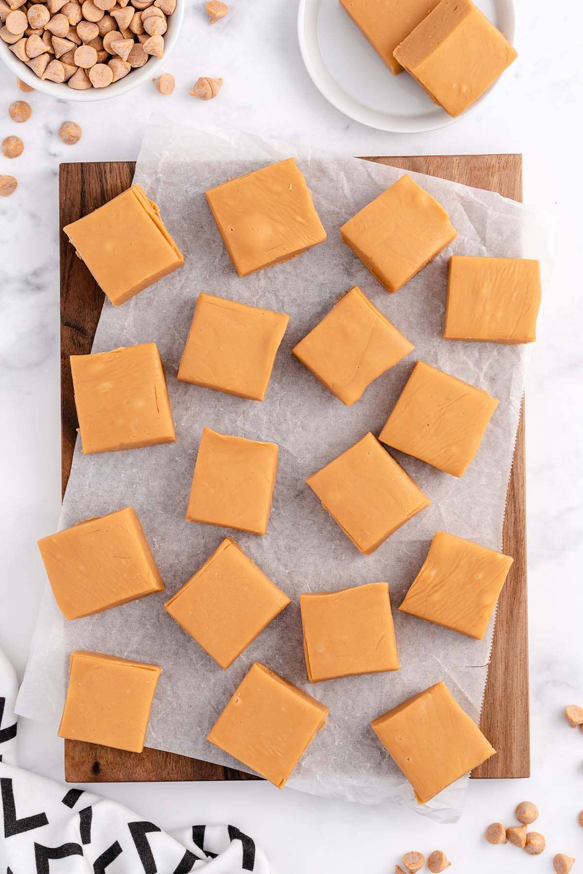 Butterscotch Fudge on top of parchment paper.