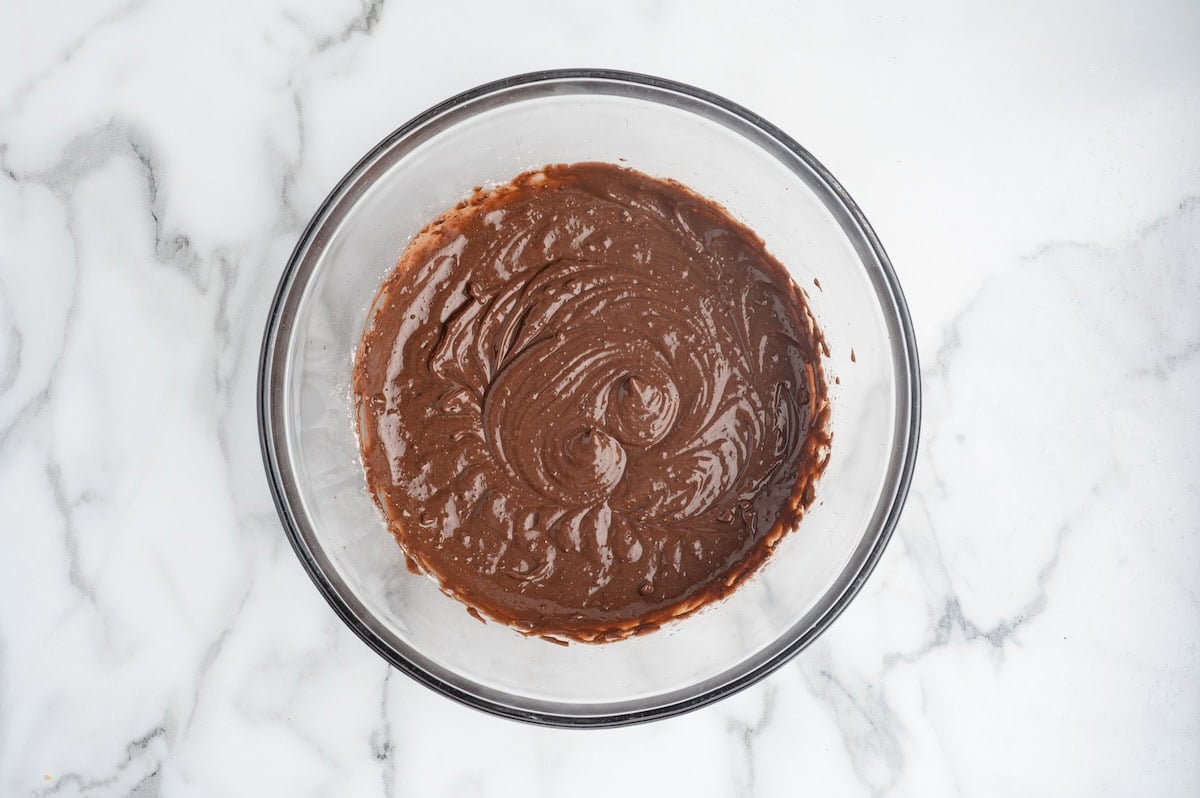 chocolate pudding mixture in a bowl.