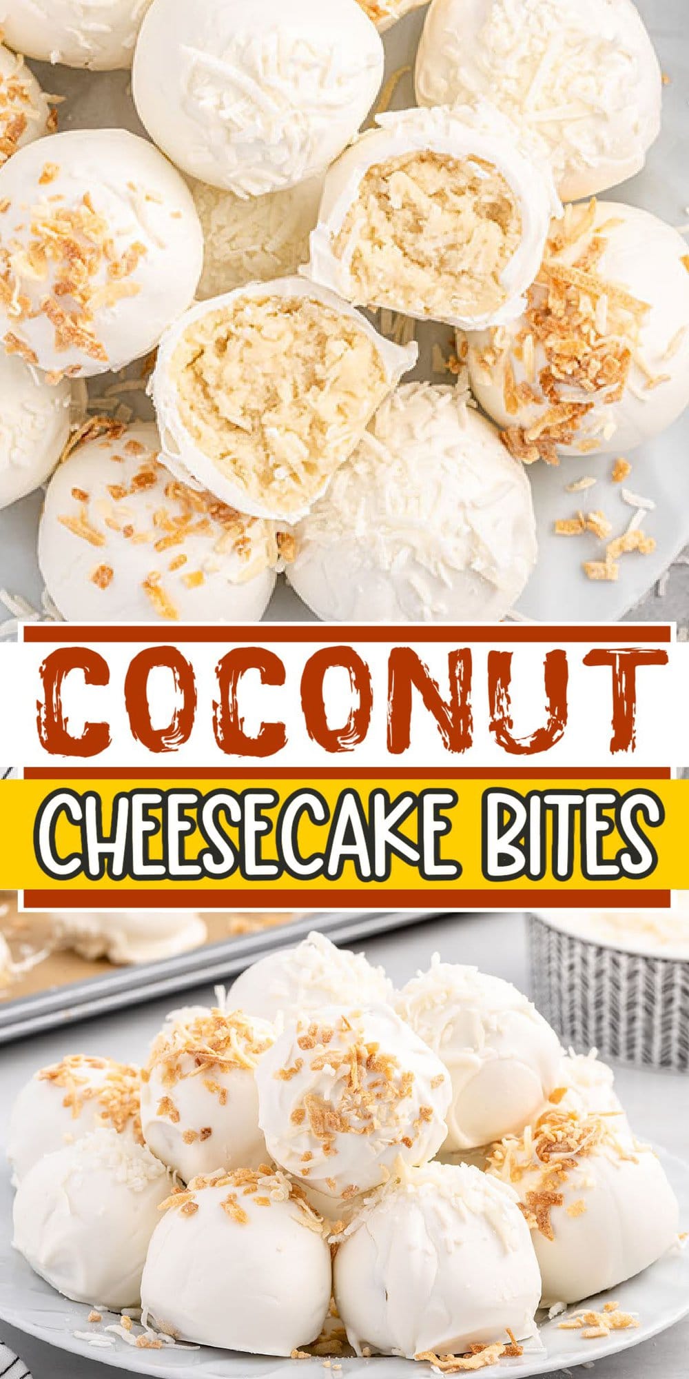Coconut Cheesecake Bites pinterest