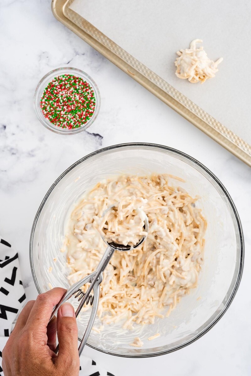 step 1 White Chocolate Haystacks